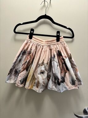 Molo Girls' Horse Print Circle Skirt in Blush Pink